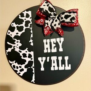 Cow Print Wall Decor with Bow